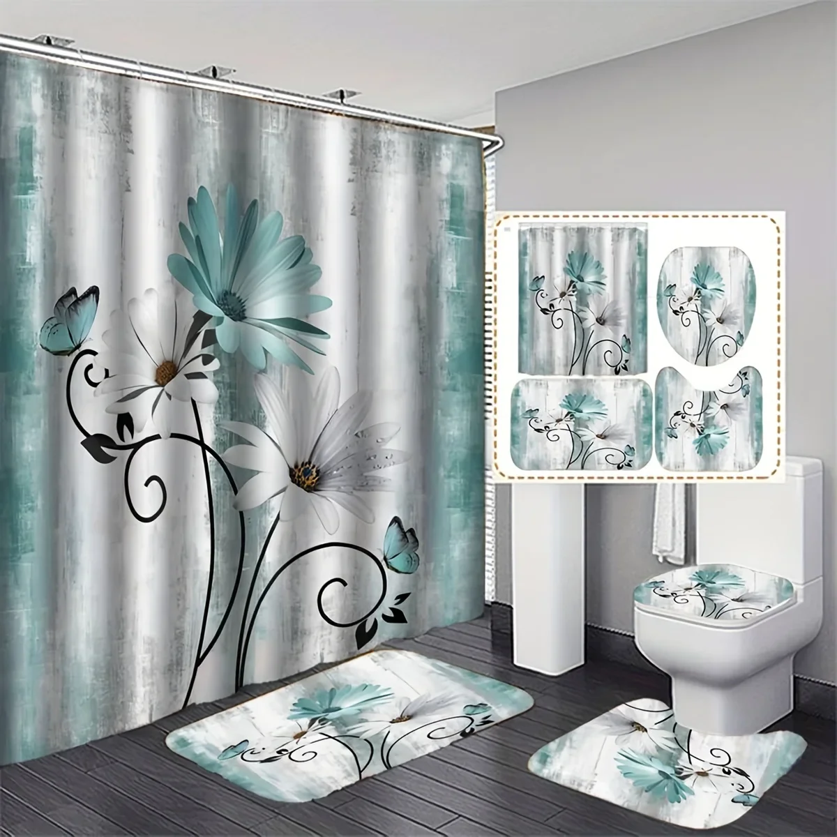 Bathroom Abstract Bohemian Shower Curtain Medieval Minimalist Art Polyester Fabric Shower Curtain 180 * 180CM with 12 Hooks