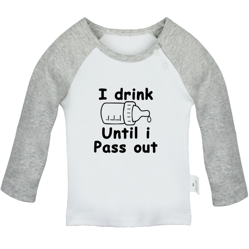 

iDzn New I Drink Until I Pass Out Cute Baby T-shirts Kids Long Sleeves Tees 0-24M Infant T shirt Boys Girls Tops Printed Clothes