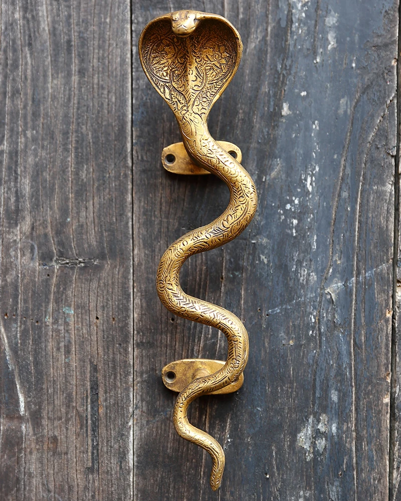 Brass Snake Cobra Door Pulls Cabinet Handles Bronze Antique Indian Decor