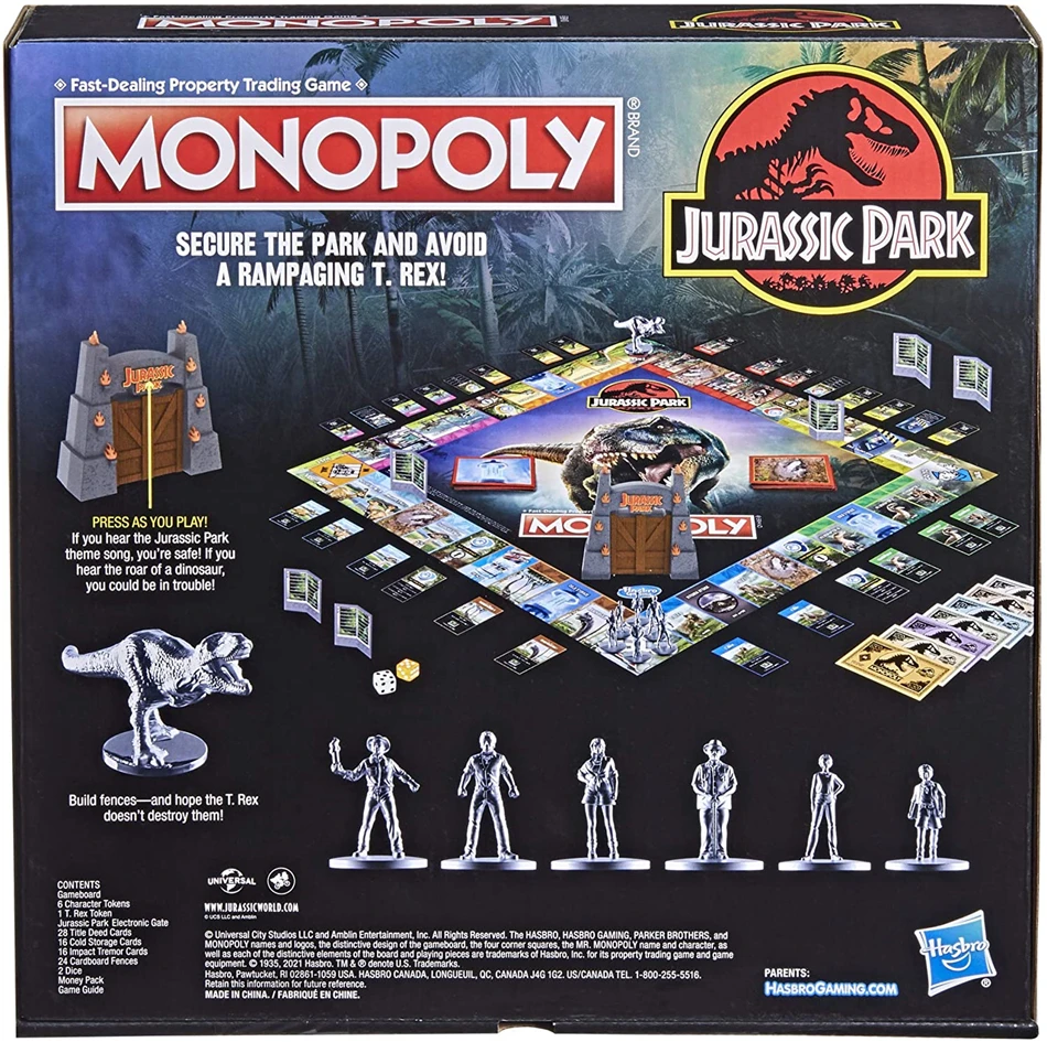 Hasbro Monopoly Jurassic Park Board Game Card Game Electronic Family Gathering Puzzle Game Boxed Children Adult Toy Gift