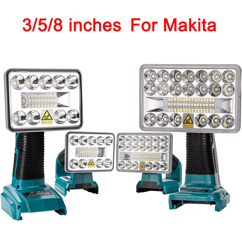 

8inWorking Lamp Adjustable LED Flashlight Spotlight Light For Makita BL1430 BL1830 Lithium Battery USB Outdoor Lighting with USB