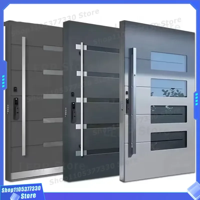 for Luxury Smart Multi-lock Aluminum Stainless Steel Single Front Entrance Anti-theft External Security Door