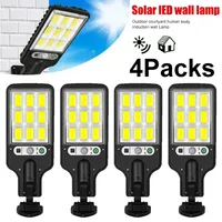 1/2/4PCS 108 COB Sensor Street 3 Light Modes Outdoor Waterproof Security Solar Lamps for Garden Patio Path Remote Control Light