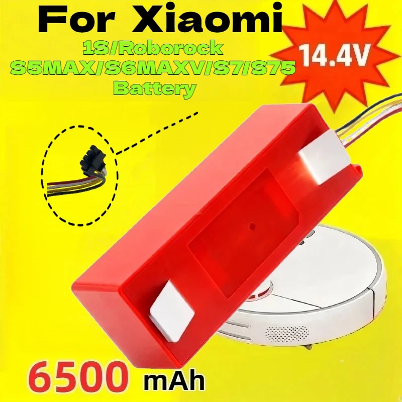 

2600mAh-6500mAh 14.4V Replacement Battery – High-Capacity Spare for Xiaomi Roborock S55/S60/S65/S50/S51/S5 MAX/S6 Robot Vacuum