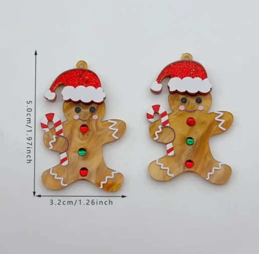 5 Pcs Acrylic Christmas Charm Pendant Jewelry DIY Bracelet Earrings Decorative Material Accessories