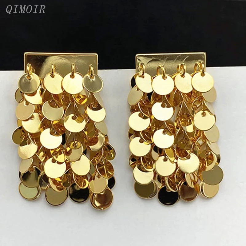 Cluster Metal Discs Dangle Post Earrings For Women Smooth Stampings Fashion Jewlery Trendy New Styles Party Accessories C1876