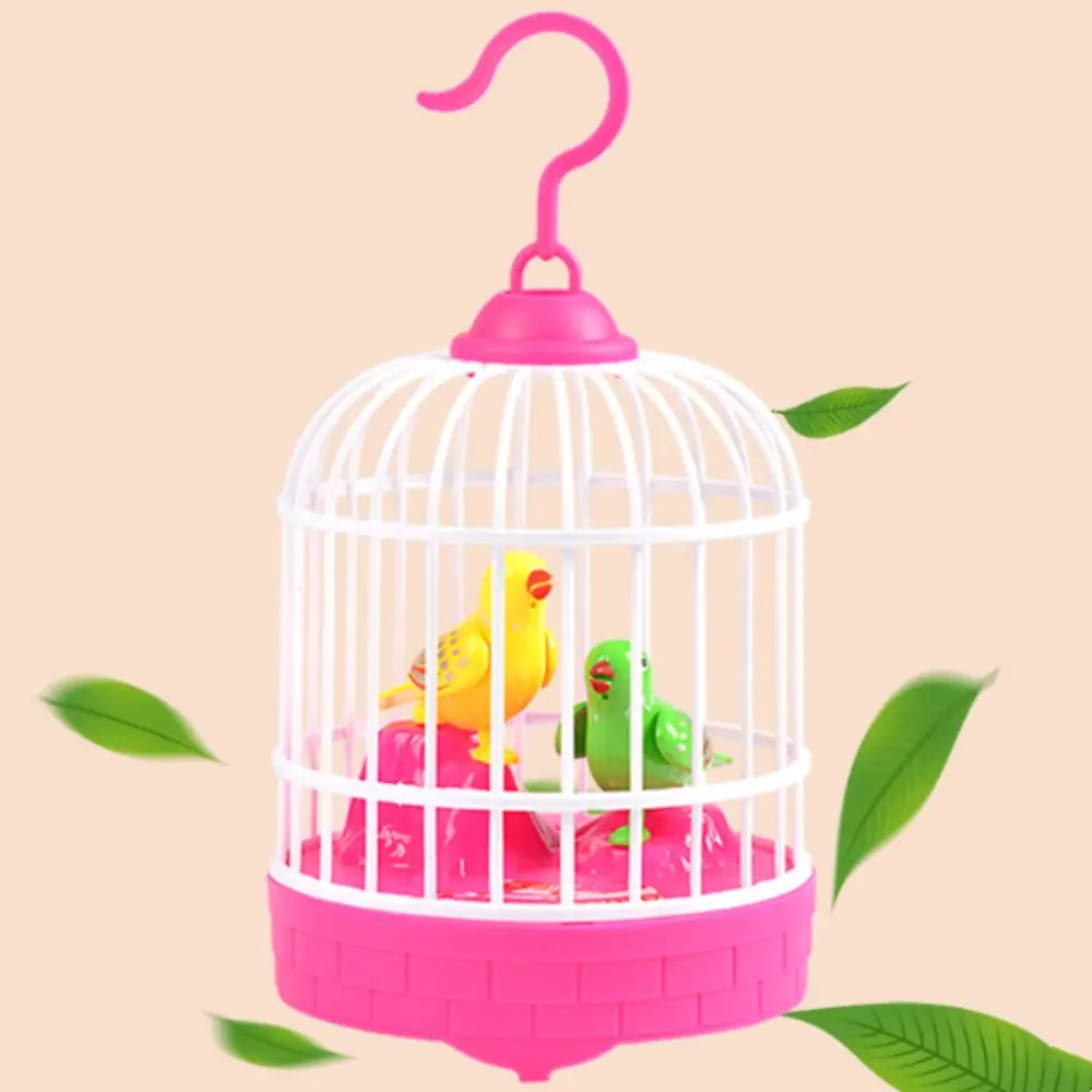 Sound Control Electric Bird Cage Realistic Voice Educational Talking Electric Bird Luminous Funny Simulation Bird Cage