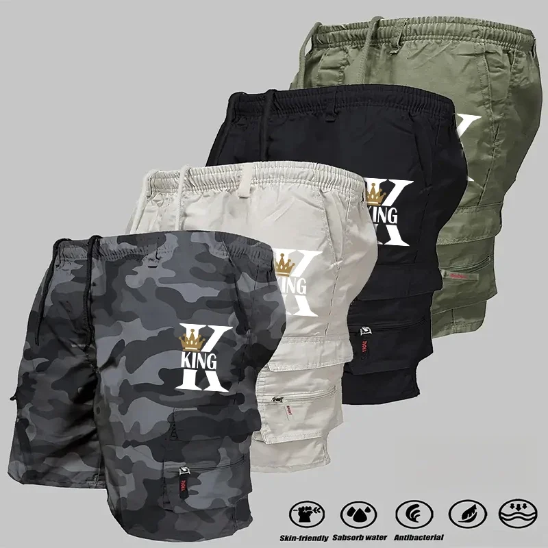 

Новые модные мужские повседневные шорты с несколькими карманами для фитнеса, свободные повседневные брюки, камуфляжные тактические шорты