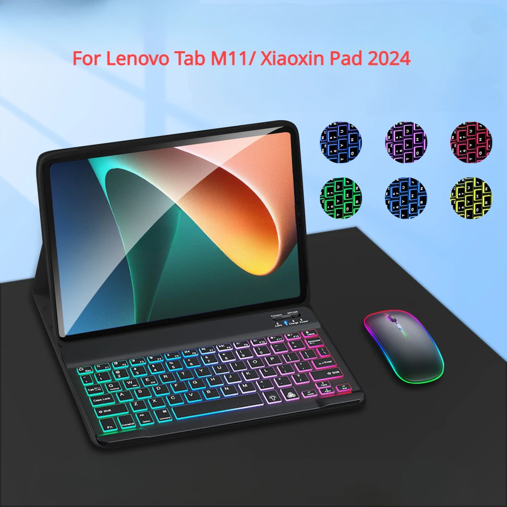 

Magnetic Wireless Bluetooth Backlight Keyboard Mouse Case for Lenovo Tab M11 Xiaoxin Pad 2024 11 inch Protective Case