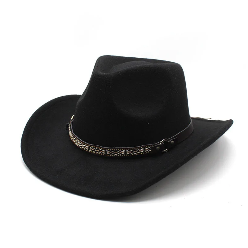 

Western Denim Autumn And Winter New Retro Woolen Fedora Hat Cross Border Felt Men S And Women S Grassland Hat