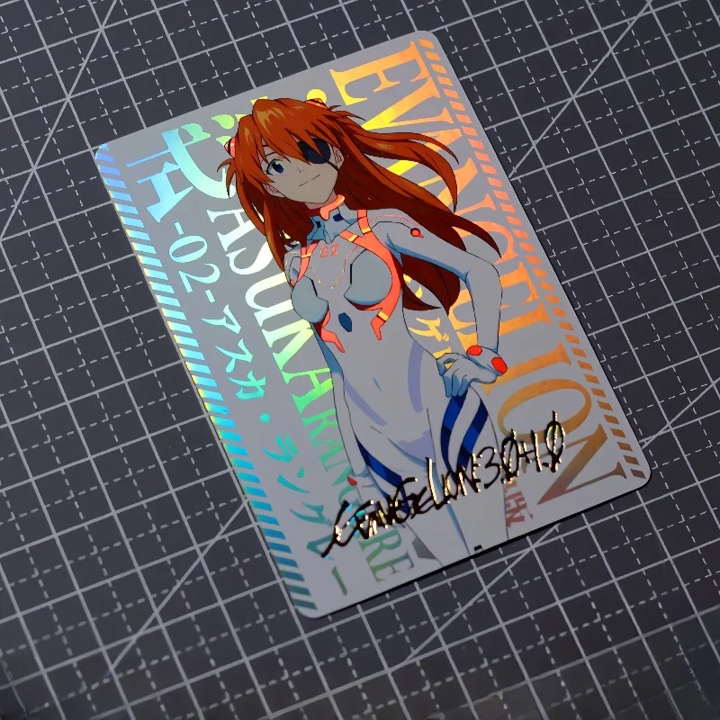 12pcs/set Ayanami Rei Asuka Langley Soryu Ikari Gendou Self Made Refraction Flash Card Anime Classics Game Collection Cards Toy