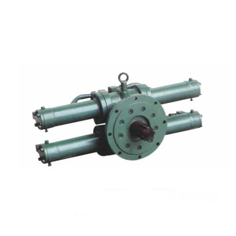 Internal mixer double rack and pinion swing hydraulic cylinder