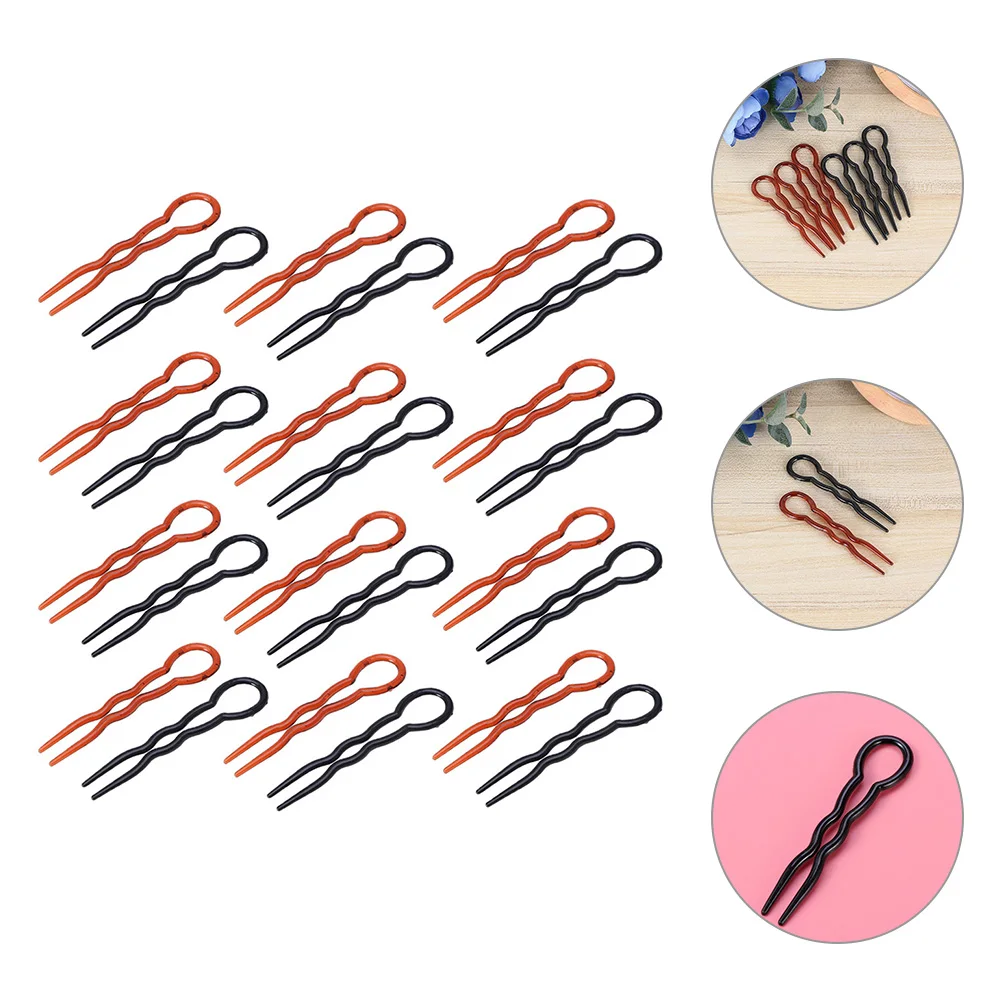 

24pcs U shaped Hairpin Accessories for Girls Women Plastic Fork Bun Stick Long Hair Styling Travel DIY Hair Decoration
