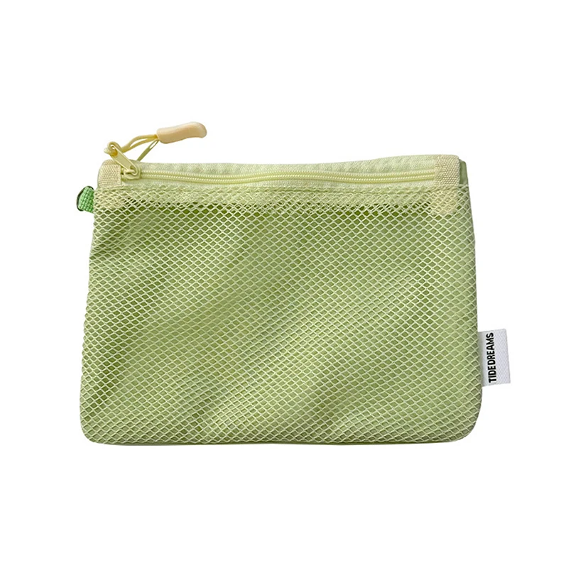 Travel Makeup Storage Bags New Mesh Coin Purse Simple Portable Mini Bag Multi-purpose Square Bag Double-layer Zipper Card Holder