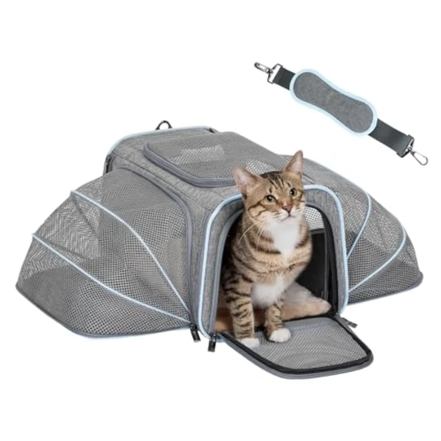 

Expandable Small Cat Carriers Dog Carrier Airline Approved Soft-Sided Portable Washable Pet Travel Carrier with Two Extension U