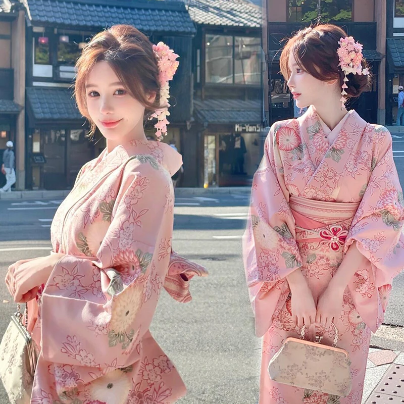 Sakura Pink Traditional Japanese Kimono Girls Photography Costume
