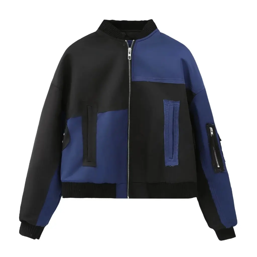 

Women's Patchwork Slim Bomber Jacket Cotton Fashion Autumn Outerwear European American Style New