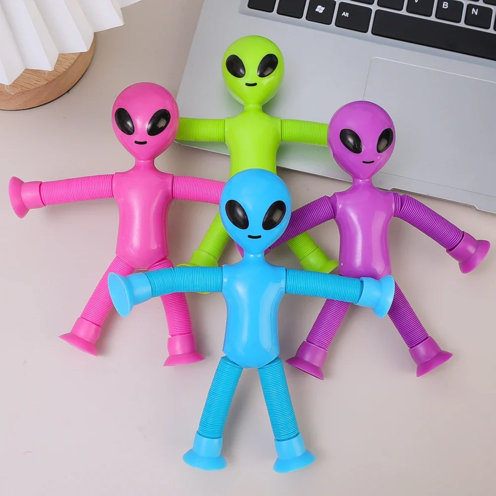 Suction Cup Telescopic Tube Alien Toys Variable Decompression Kids Early Education Puzzle Toys Fun DIY Interactive Game Props