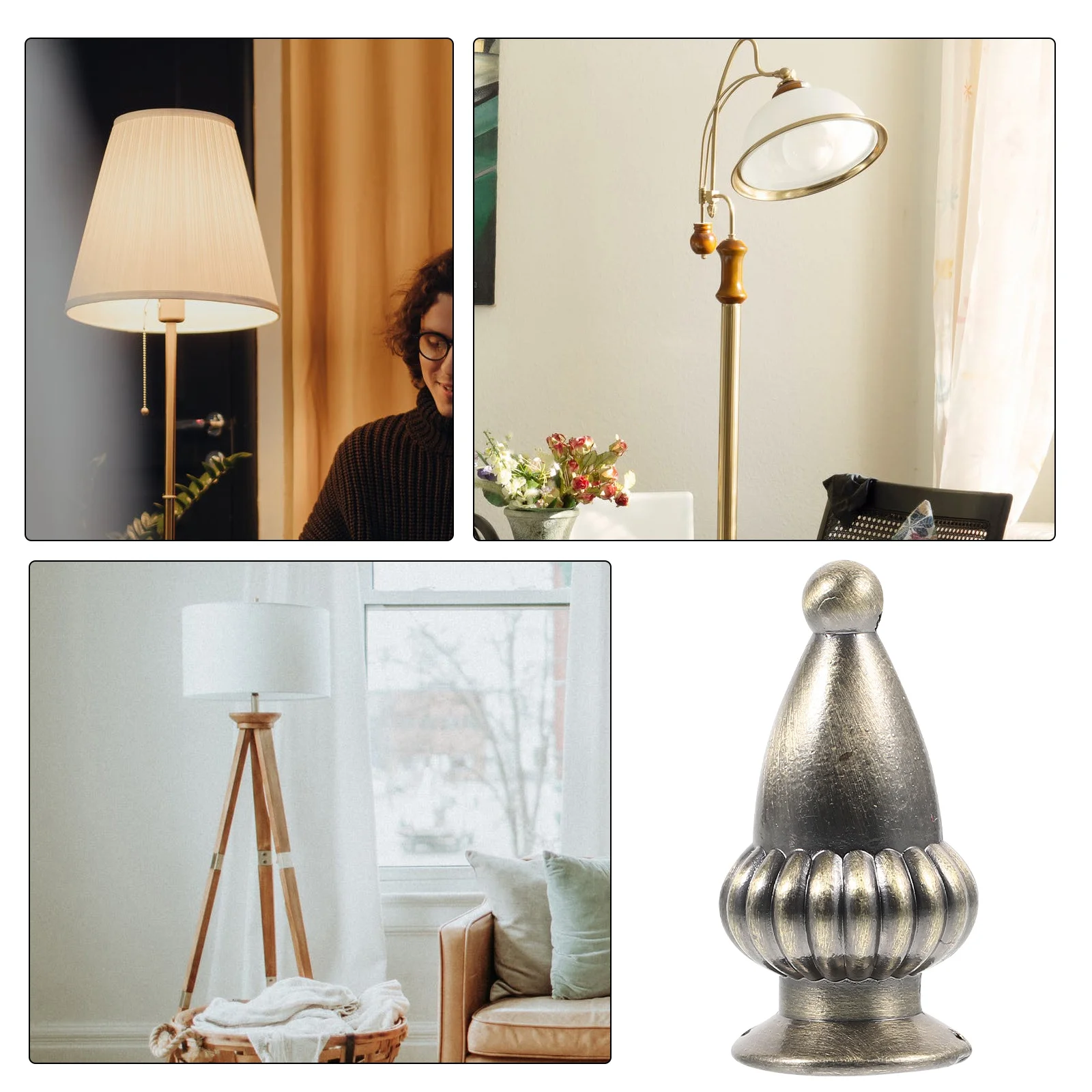 

2Pcs Metal Lamp Finials Zinc Alloy Knobs Decorative Lamp Shade Caps Light Accessories Finials for Lamps Finial Decor