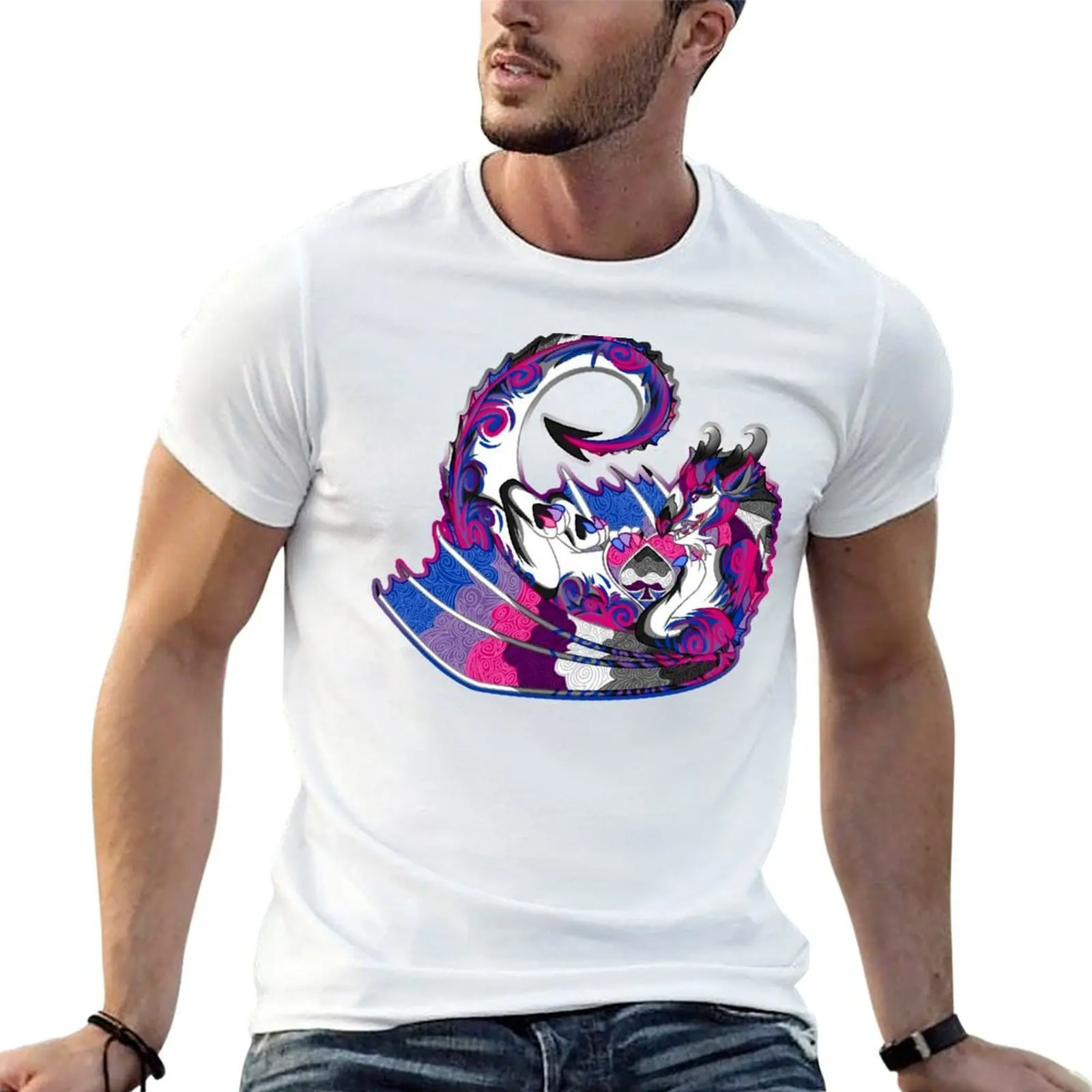 

Biromantic Asexual Pride Dragon T-Shirt man t shirt luxury t shirt man cotton printed t shirts for man T-Shirt