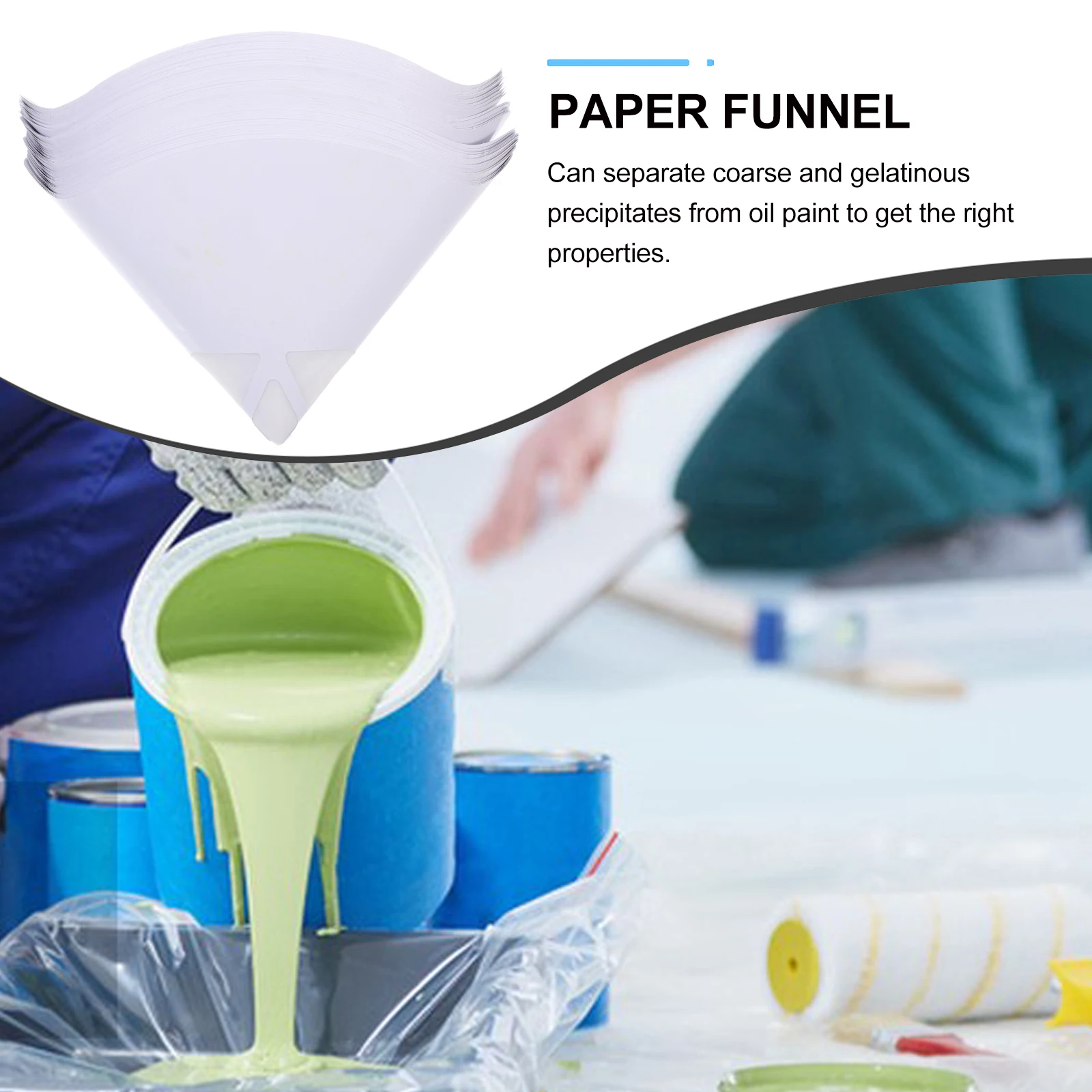 50Pcs Primer Funnel 300 Mesh Oil Paint Filter Paper Medium Flow Rate Strong Structure Auto Painting Laboratory Filtration Tool