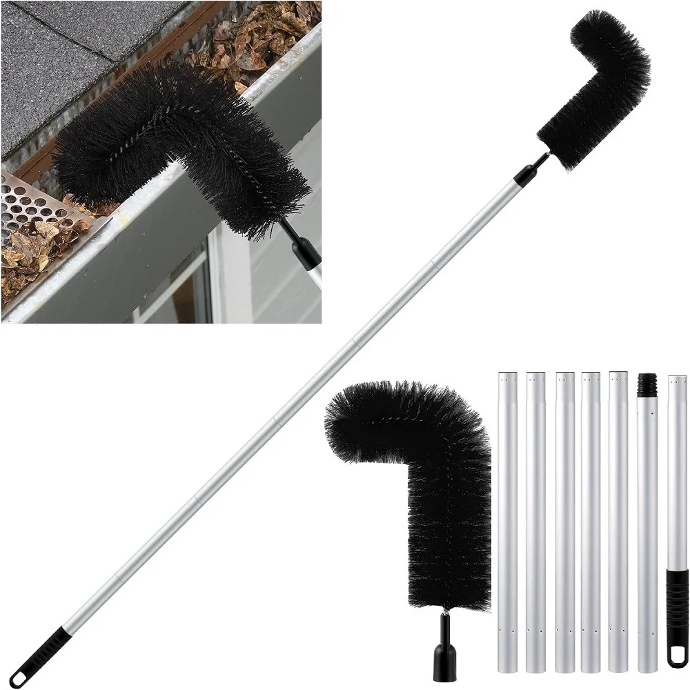 Gutter Cleaning Tool Adjustable Gutter Cleaner Detachable Drain Cleaning Tool Drain Protection Brush for Leaves and Debris