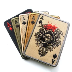 Death Card Poker haftowane naszywki Ace of pik taktyczne rzepy łatka na odzież naklejki Punk naszywki wojskowe odznaki