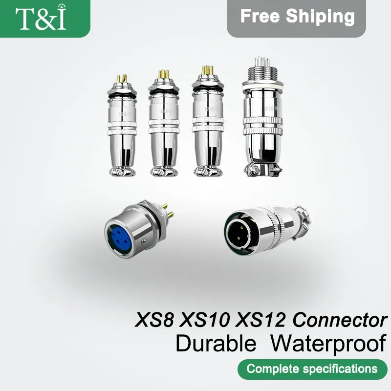 5/10 Sets XS8/10/12-2/3/4/5/6/7 Pin Aviation Male And Female Plug Socket Butt Joint Fixed Waterproof Connector