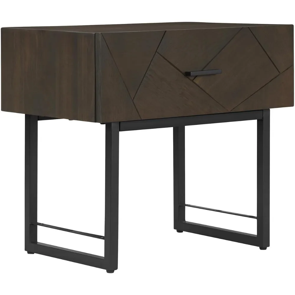 منضدة حديثة بدرج واحد بأرجل معدنية - أثاث غرفة نوم أنيق للاستخدام الداخلي الأنيق #3