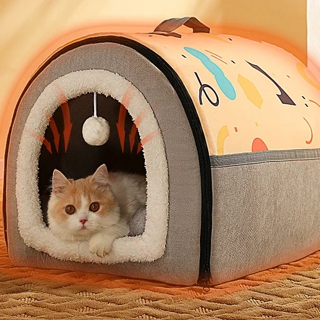 Cat Nest Winter Warm Super Big House Two Cats Can Be Disassembled and Washed Winter Closed Cat House All Seasons Universal