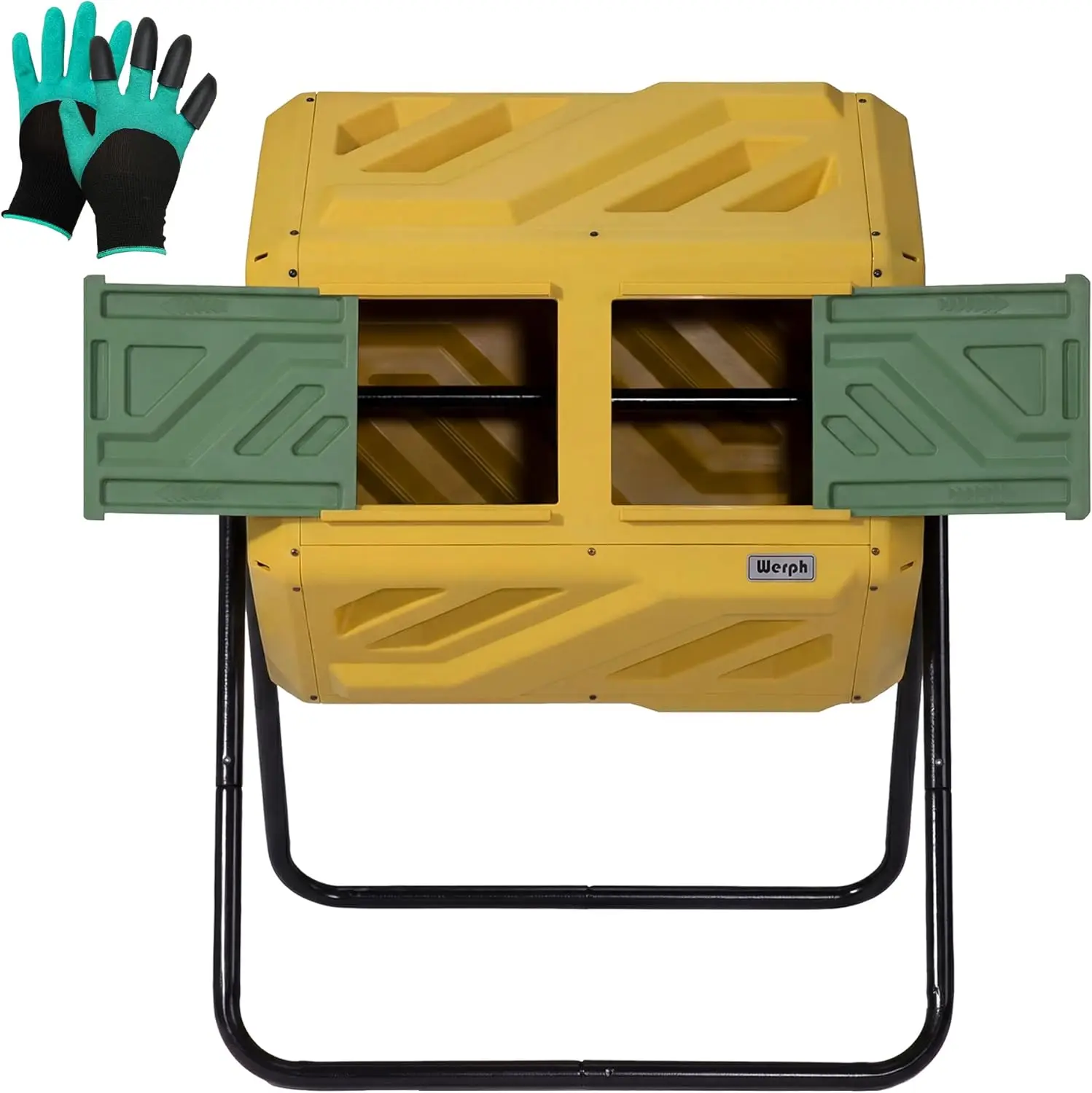 

Компостер с двумя отсеками на 43 галлона, быстросборный уличный контейнер с перчатками для сада, кухни, двора