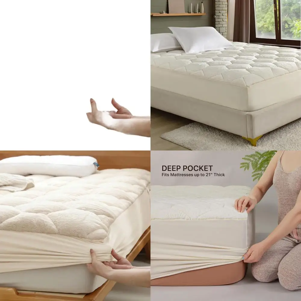 

Стеганый наматрасник из искусственного меха — дышащая, мягкая, теплая защита королевского размера с карманом 8-21