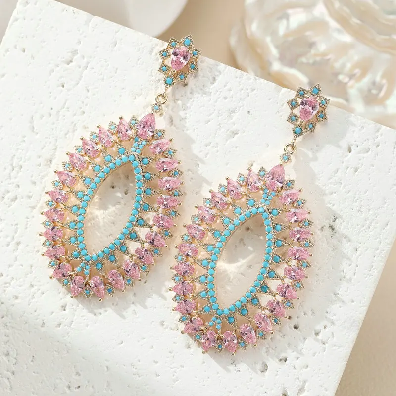 

Модные розовые и синие овальные серьги-подвески Bilincolor для женщин