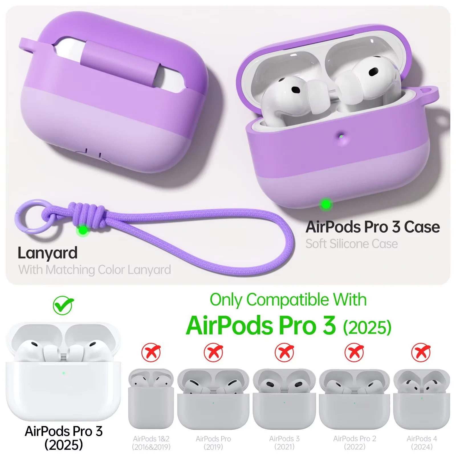 For Airpods 3rd (USB-C Cable) New Silicone Tri Color Gradient All Inclusive Anti Fall Protective Case For Airpods 3 Cover Funda