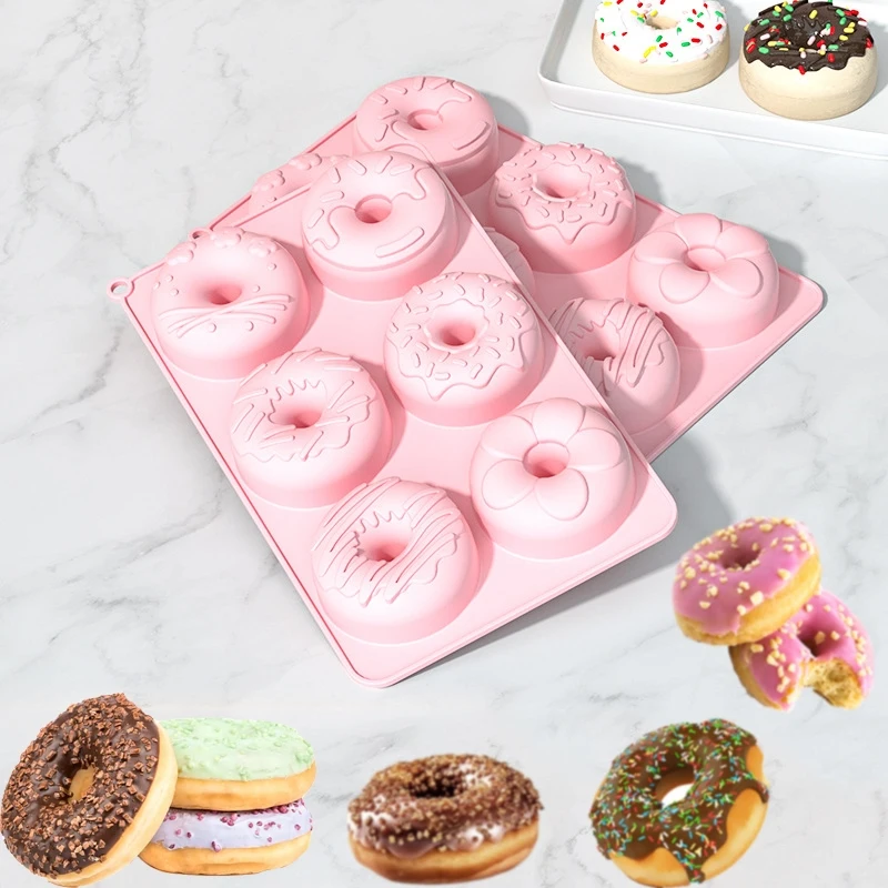 Silikon-Donut-Kuchenform 6-fach, geriffelte Silikon-Röhrenkuchenformen, antihaftbeschichtete Silikonformen für Donuts, Gelee, Cupcakes, Brötchen, Brot – Detail 4