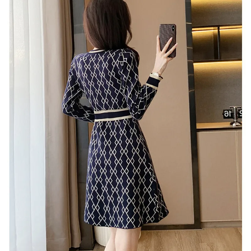 Autumn Women\'s Long Sleeved Dress High Quality Fashion Casual Commuter Knitted Dresses