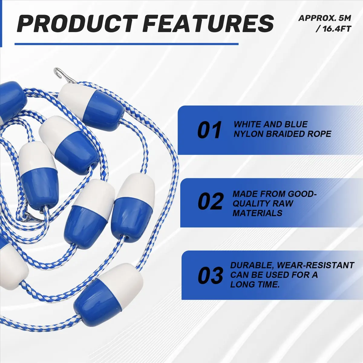 

Плавающая линия безопасности для бассейна (5 м) - 11 шариков, разделяющая вертикальные полосы, для обеспечения безопасности на воде, оборудование для бассейнов