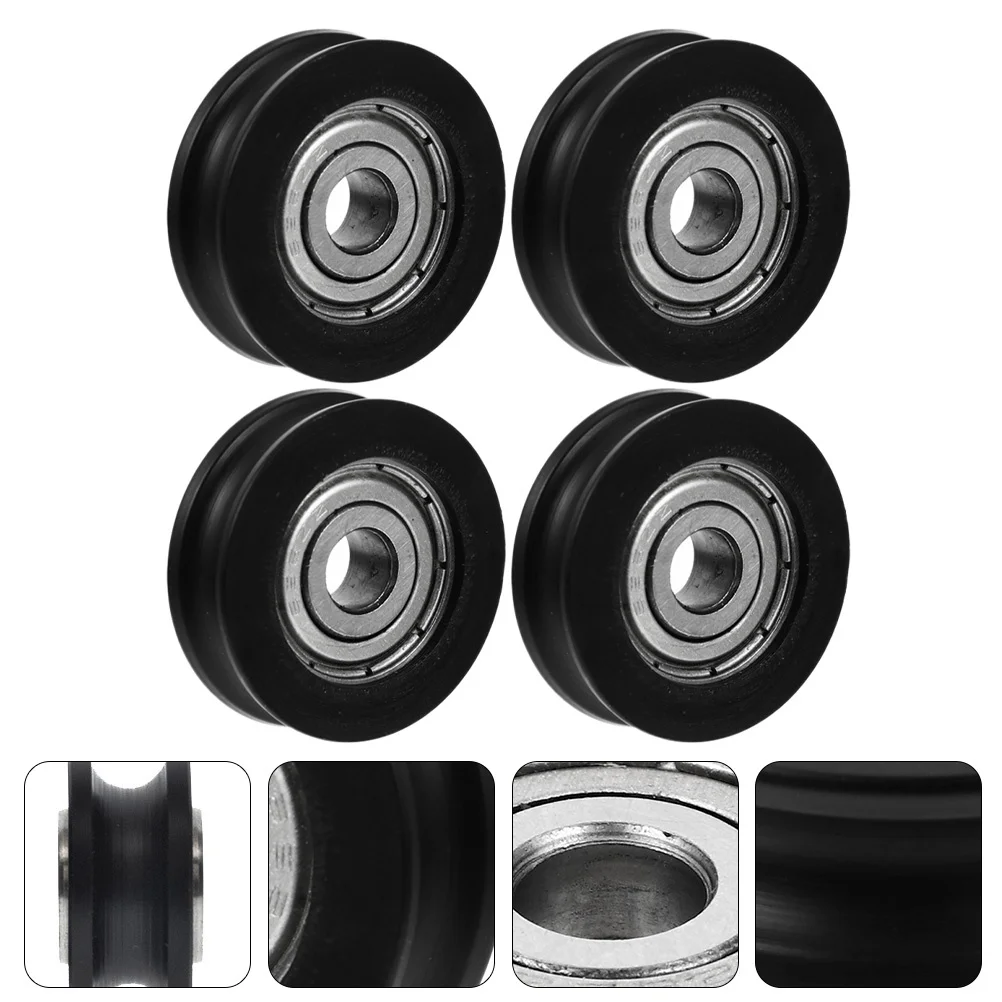 

4pcs Sliding Door Nylon Pulley Wheel Bearing For Cabinet Wardrobe Closet Drawer Window Track U Groove Roller Heavy Duty