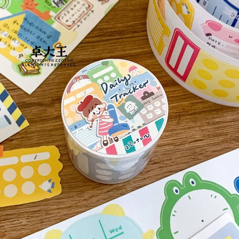 ZZOTON Daily Tracker Die Cut Writting Paper Tapes Craft Supplies DIY Scrapbooking Card Making Decorative Plan Sticker