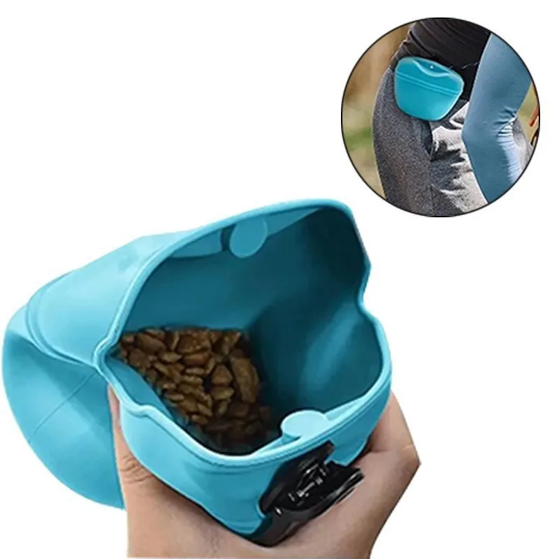 Silicone Dog Treat Bag Outdoor Feeder Puppy Snack Pouch Food Reward Storage Bag Pet Supplies Pet Portable Dog Training Waist Bag