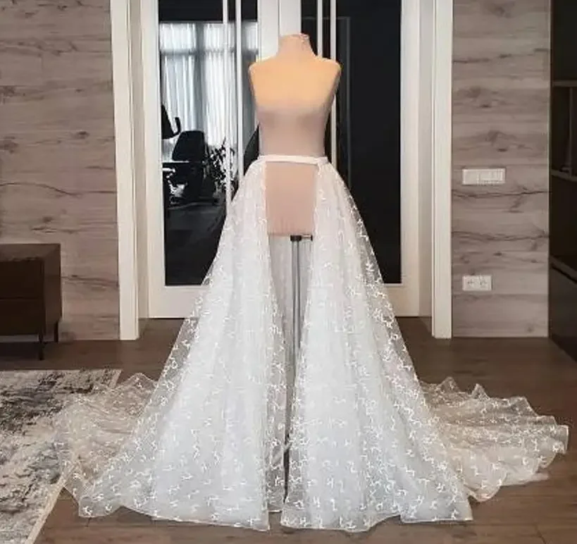 Voan Váy Cưới Overskirt, Có Thể Tháo Rời Cô Dâu Váy, Có Thể Tháo Rời Cưới Tàu Váy Tùy Chỉnh Kích Thước