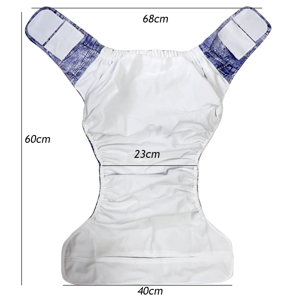 Reusable Printed Nappies for Adults, Size Adjustable, Waterproof Diaper Pants for Elderly or disabled, 1Pc