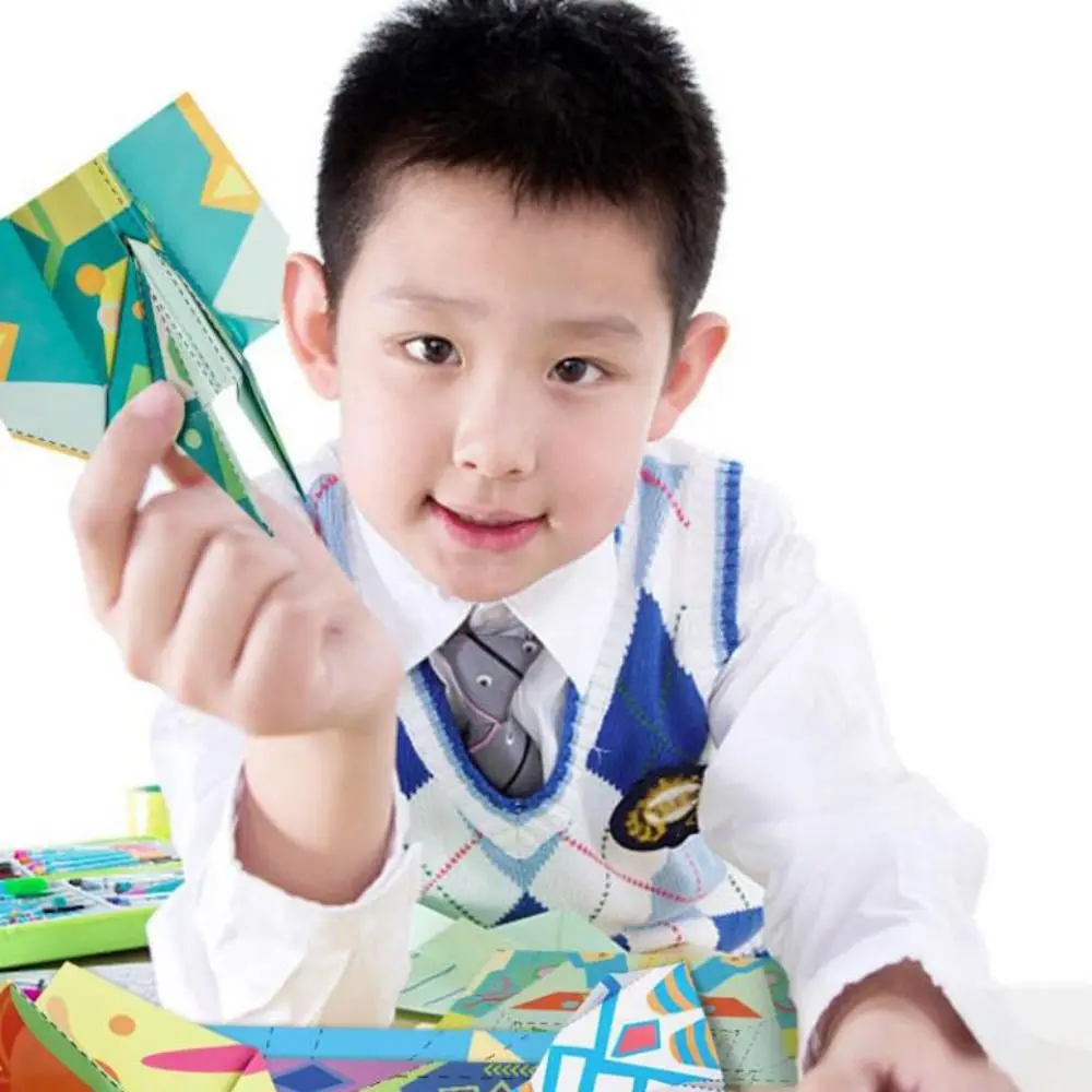 

Paper Handmade Colored Paper Set Art Learning Folding Airplane Origami Set Montessori Cartoon Versatile Paper Aircraft