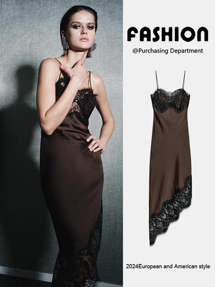 

Sexy Asymmetric Lace Satin Dr New Winter Women's Faion Svel Gown for Banquet Ocns Alluring Evening Dr