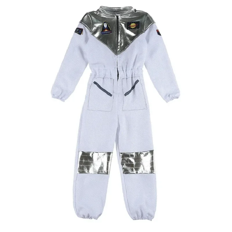 Kids Silver Spaceman Cosplay Costumes Astronaut Jumpsuit Toys Children Pilot Carnival Party Fancy Dress Up Boy Space Travel Suit