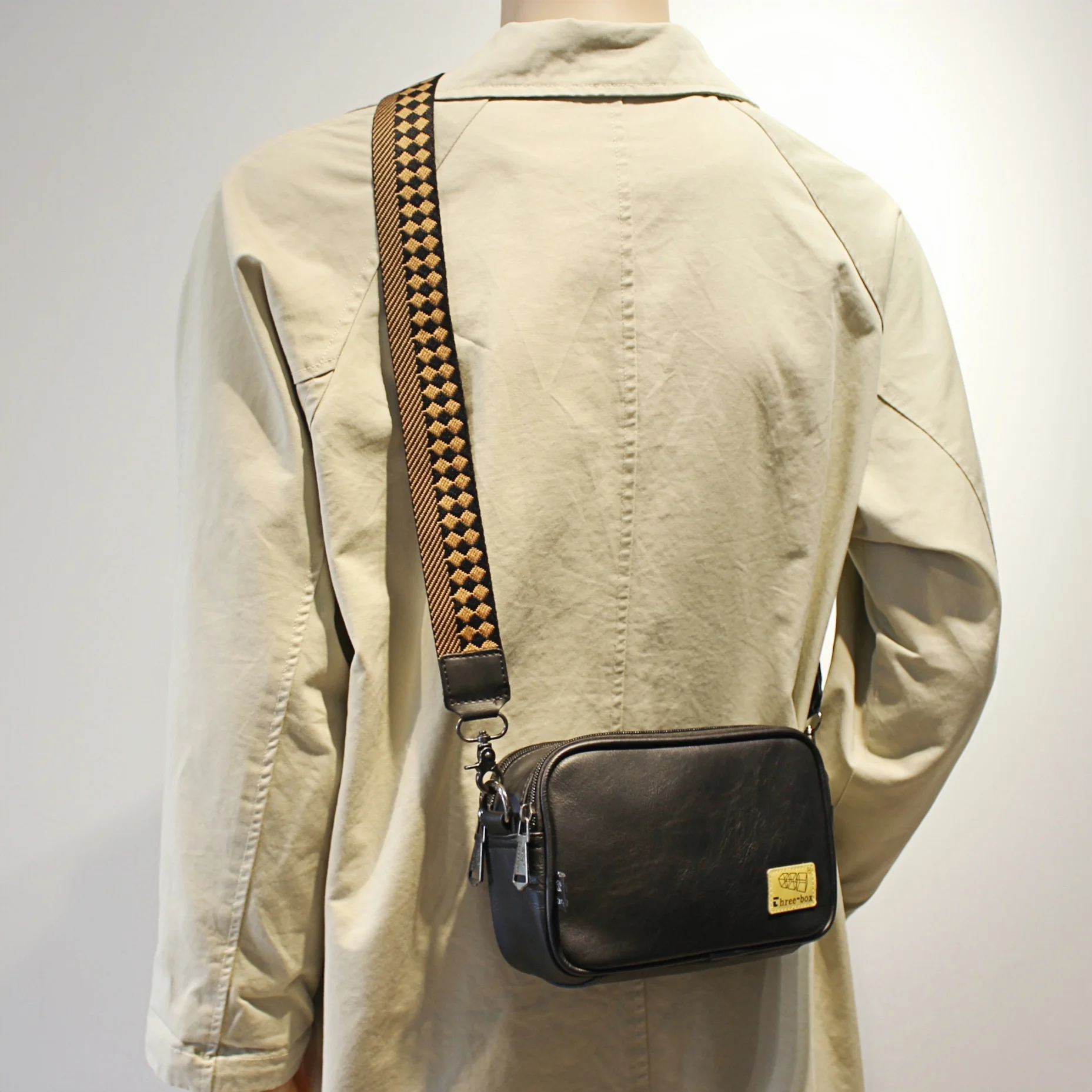 

TeeBox Original Design Ribbon Slant Crossbody Bag ex Small Square Bag for Men And Women Casual Leisure Bag