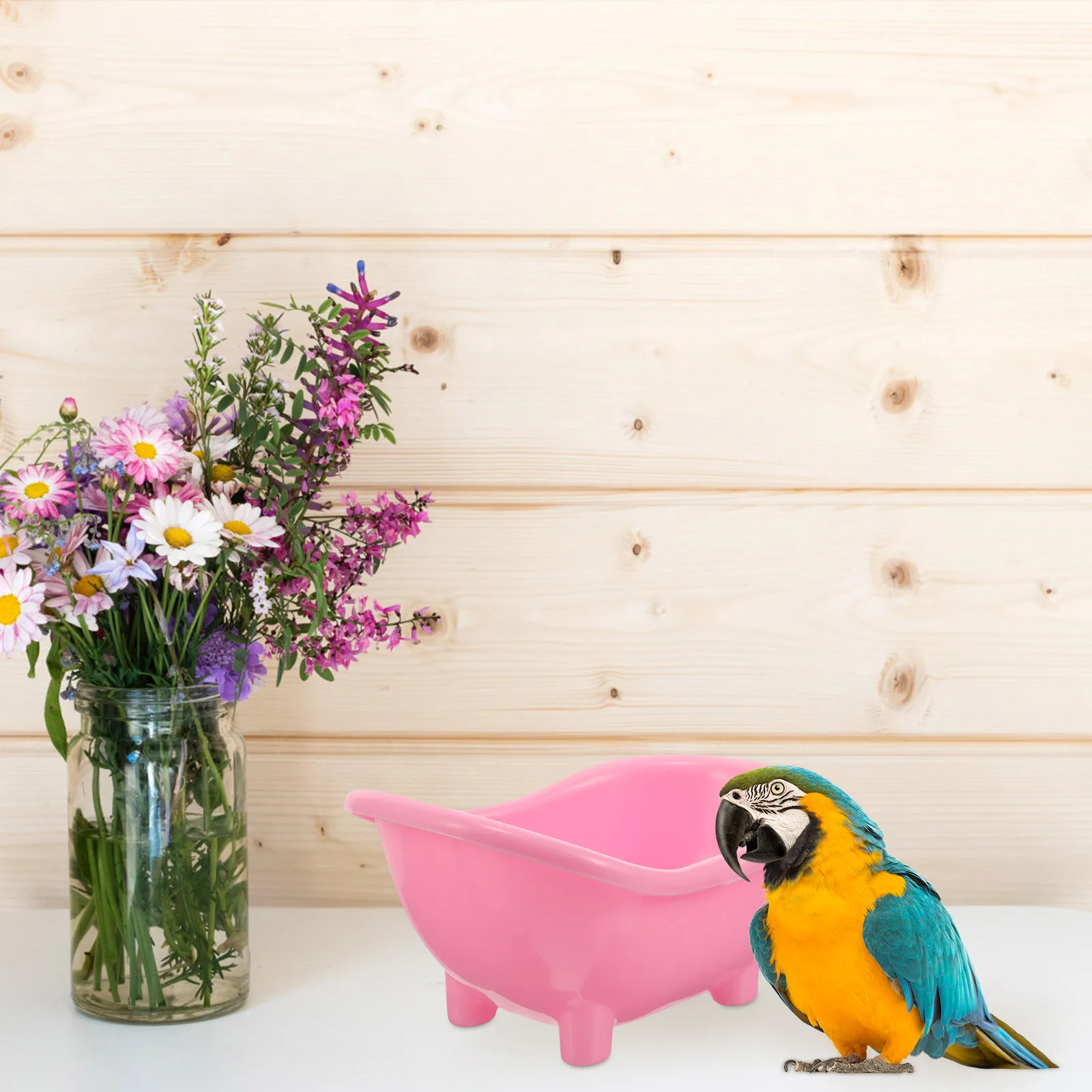 

2 Pcs Bird Bath Tub Cage Bathtub Hanging Parrot Little Supplies for Plastic Birds