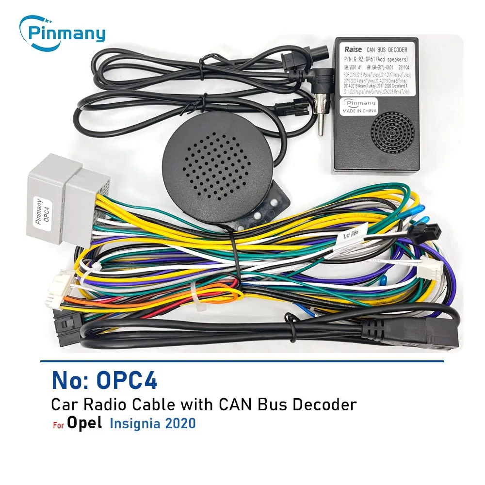 Car Radio Cable OPC4 Android Head Unit Wire Harness Adapter with CAN Bus Decoder for 2020 Opel Insignia