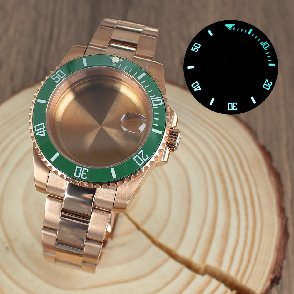 Водонепроницаемый корпус часов 40 мм, 200 м, аксессуары, светящийся керамический безель, сапфир для NH35 NH36 8215 SUB GMT, ремешок Oyster, скользящая пряжка