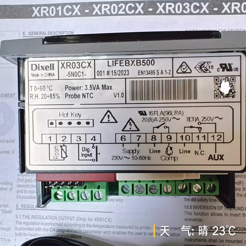 

1 PCS XR03CX-5N0C1 Thermostat Digital Temperature Switch Controller 230V For Refrigerating Freezer Fridge Hatching